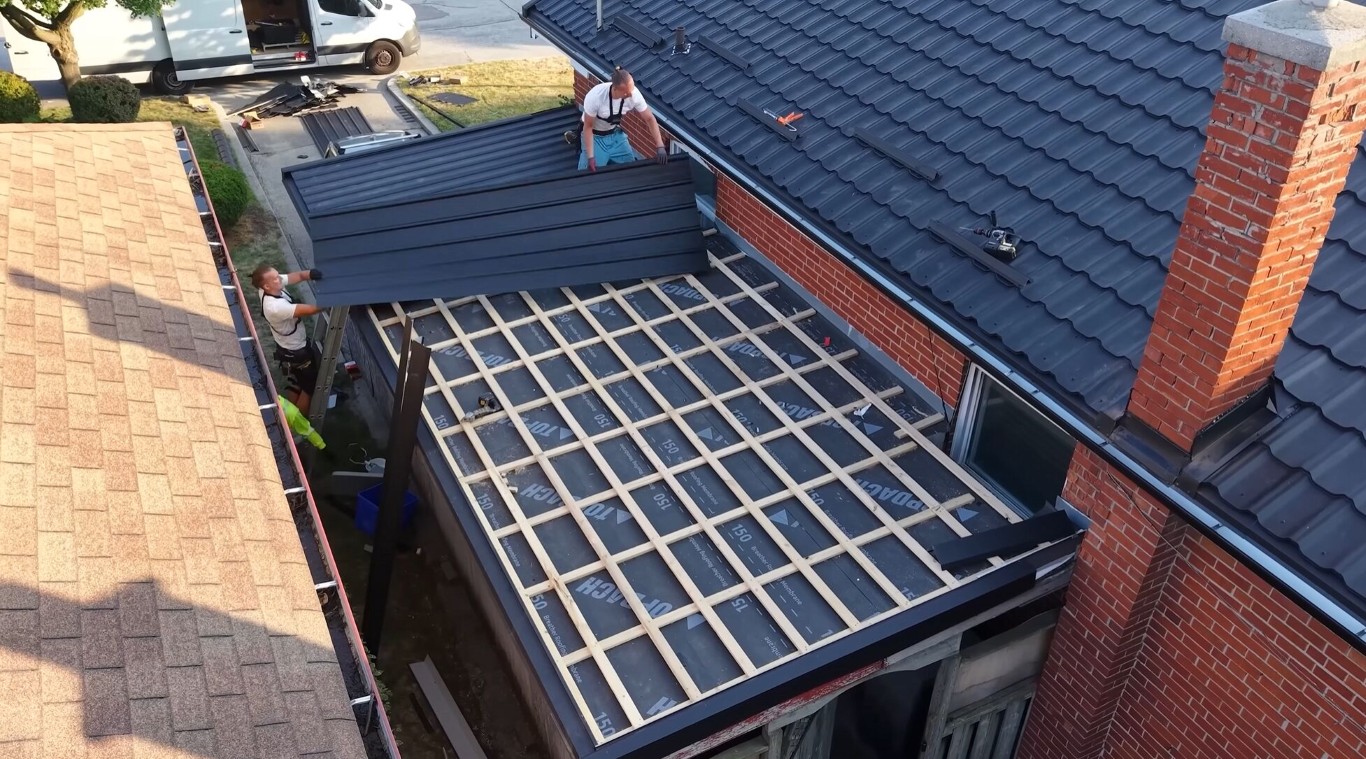 Professional roof construction and installation process